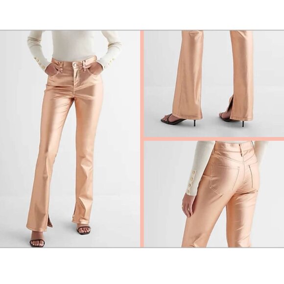 Express, Rose Gold, Size 2, Metallic Mid Rise Jeans - Picture 1 of 7